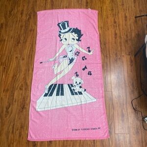 Vintage 1986 Pink Betty Boop Graphic Beach Towel Retro Vacation Girlhoodcore